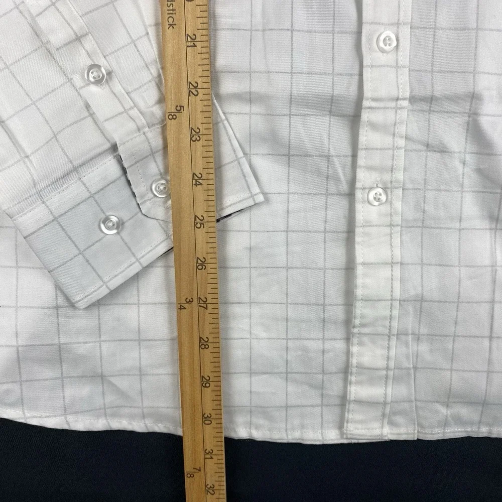 COOFANDY Shirt Mens XXL White w/Gray Checks Buffalo Check Flip Cuffs NWT!